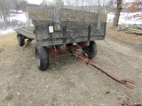 171. 4 Wheel Wagon with Older Wooden Rack and Hydraulic Hoist