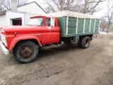 176. 1960 Chevrolet C60 Two Ton Truck, 13 FT. Wooden Grain Box and Hoist, 6 Cylinder Gas, 4 Speed, S