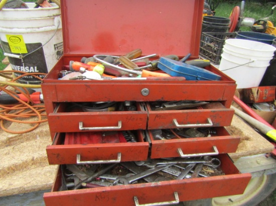 794. Tool Box with Wrenches, Screw Drivers, Allen Wrenches, Hose Clamps & Misc.