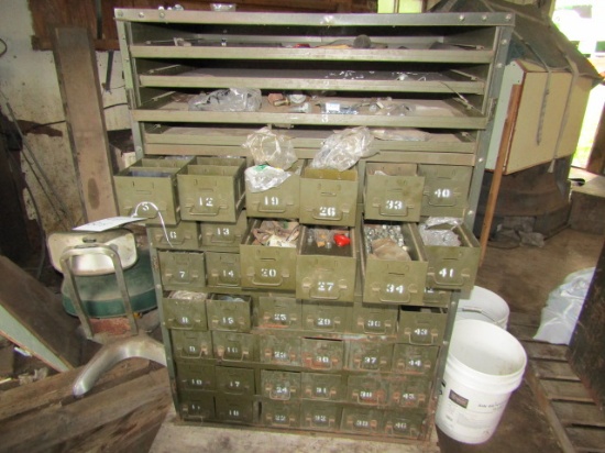 805. 56 Drawer Cabinet with Misc. Bolts, Washers and Related Materials