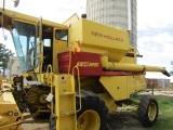 234. New Holland Model TR85 Hydrostatic Twin Rotor Diesel Combine, Spreader, 28-26 Rubber, Shows Jus