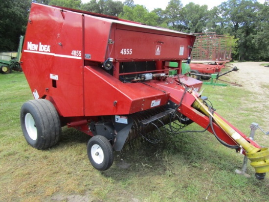 726.  New Idea Model 4855 Twine Tie Round Baler, Push Off, Bale Monitor, Serial # 18126, Nice Cond.
