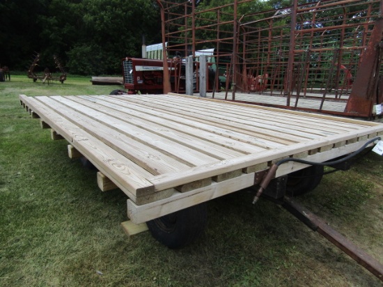 729.  Newly Built Wooden 10 FT. X 15 FT. Bale Rack with Hydraulic Hoist on Early Harms Four Wheel Wa