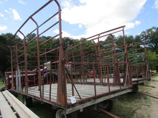 730.  9 X 16 FT. Steel Bale Throw Rack with Feeder Sides on Harms Four Wheel Wagon, 11l-15 Tires, Ex