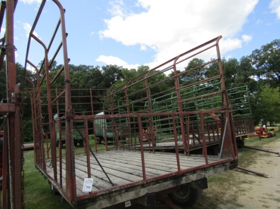 731.  9 x 16 Steel Bale Throw Rack with Feeder Sides on Harms Four Wheel Wagon, 31 x 10.50 Tires, Ex