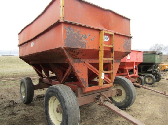 834. J&M 300 Bushel Gravity Box with Metal Extensions & Ladder on Harms Hea