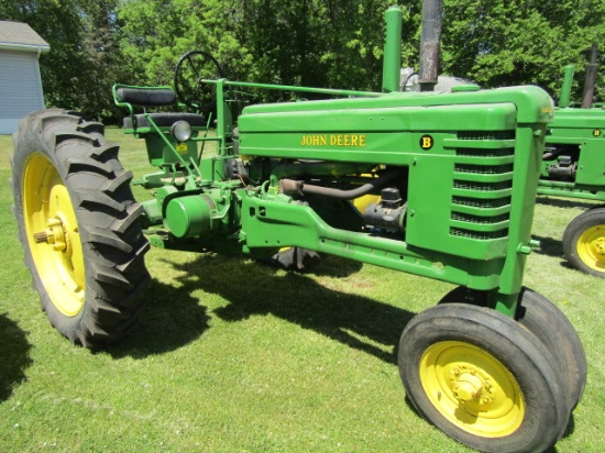 308. 1951 John Deere Model B Gas Tractor, 12.4 X 38 Inch Rear Tires, Good M