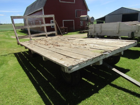 314. 8 FT. X 16 FT. Wooden Flat Rack on Factory Four Wheel Wagon