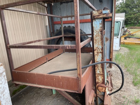 196. Shop Built Skid Loader Mounted Telescoping Work Platform with Rail