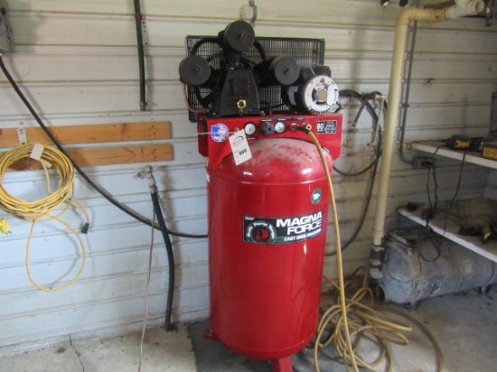 800. Newer Magna Fore 80 Gallon Vertical Air Compressor, Twin Cylinder 220V