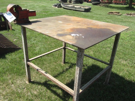 806. Nice 3.5 FT. X 4 FT. Steel Welding Table with Craftsman Bench Vise