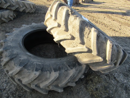 851. (2) Michelin 18.4 X 38 Inch Rear Tractor Tires, ( Take-Offs) Some Crac