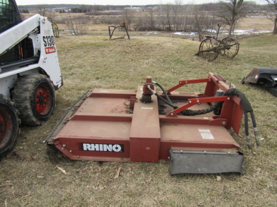 341. Rhino 5.5 FT. Hydraulic Driven Skid Loader Mounted Brush or Grass Mowe