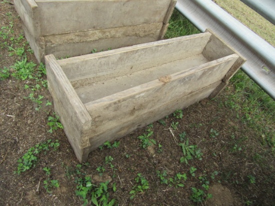 1638. (4) 12 Inch X 4 FT. Wooden Hog Troughs, Bidding is for the Whole Lot