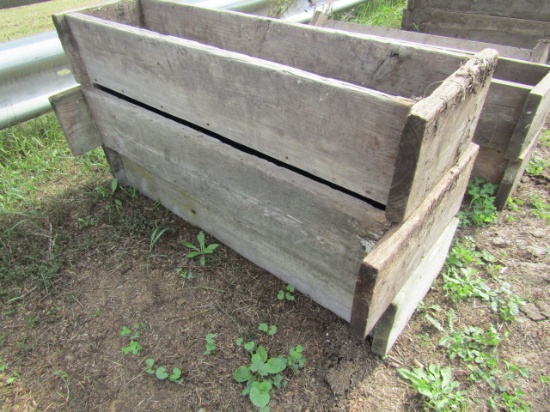 1640. (3) 12 Inch X 4 FT. Wooden Hog Troughs, Bidding is for the Whole Lot