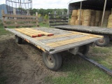 1660. 8 X 16 Wooden Flat Rack on MN HD 6 Ton 4 Wheel Wagon, Sells with A Fe