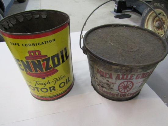 1706. Standard Oil Mica-Axle Grease Can & Pennzoil 5 Quart Can