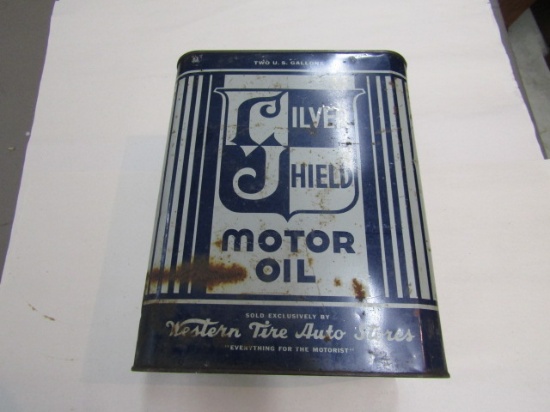 1707. Silver Shield 2 Gallon Motor Oil Can