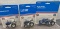 (3) 1/64 Ford tractors, 6640, 7740, and 5640 with loader, new in bubbles, $x3