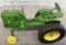Cast Iron 2 Cylinder tractor, plastic tires, missing one front tire, no box