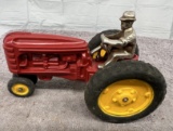 Arcade Massey-Harris tractor with man, repaint, Approx. 6 ½”