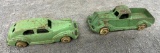 Arcade car and truck, truck in missing one tire, Approx. 3 ½” each