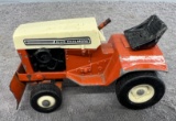 1/16 Allis-Chalmers Lawn and Garden tractor with blade, missing steering wheel, paint chips, no box