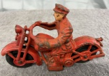 Cast Iron patrol motorcycle, rubber tires, approx. 6 ¼”