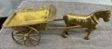 Brass horse and cart, Approx. 10”