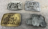 (4) John Deere belt buckles, (1) 1987 2425, (1) 1994 1 of 6000, $ x 4