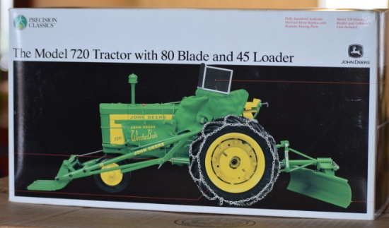18.   221-401. 1/16 JD 720 Tractor with Blade & Loader, Precision # 17, NIB