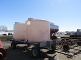 380. 8 Ton Four Wheel Wagon with Beam Rack and (2) 1500 Gallon Poly Tanks w