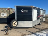 2014 8'x16'V American Surplus Trophy Hunter Ice Castle Fish House on Single Axle Crank Down Frame,