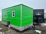 8’x15’ Homemade Fish House on Single Axle Frame, 6 Holes, Heater, Dinette, Bunk