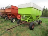 1897. Approx. 200 Bushel Gravity Box on Factory Four Wheel Wagon