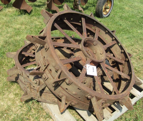 948. Pair of Allis Chalmers 40 Inch 6 Hole Steel Wheels, Believed to be Fro
