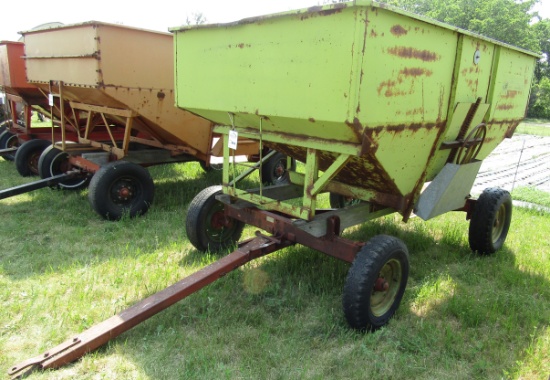 953. Parker 170 Bushel +/- Gravity Box on MN 6 Ton Wagon