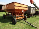 980. MN 250 Gravity Box on MN 7 Ton Four Wheel Wagon, Ext. Pole, (Box is Be