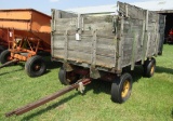 981. Minnesota 6 Ton Four Wheel Wagon and Hoist with Older Wooden Barge Box