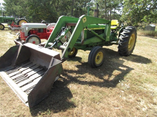 247. 1970 JOHN DEERE MODEL 2020 LOW PROFICE GAS TRACTOR, REAR WHEEL WEIGHTS