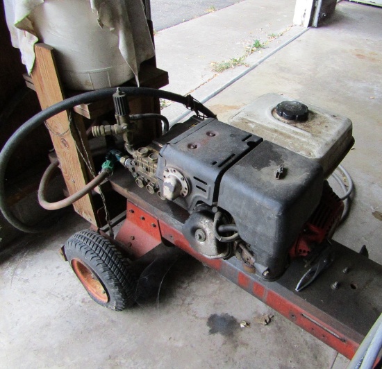 594. COLD WATER POWER WASHER WITH 8 H.P. HONDA GAS ENGINE ON CART
