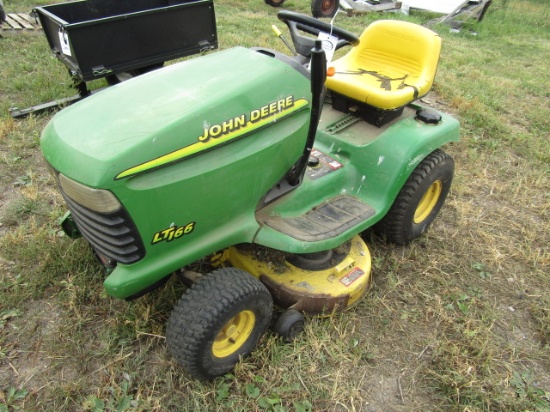 270. JOHN DEERE MODEL LT 166 RIDING LAWN MOWER, 38 INCH DECK
