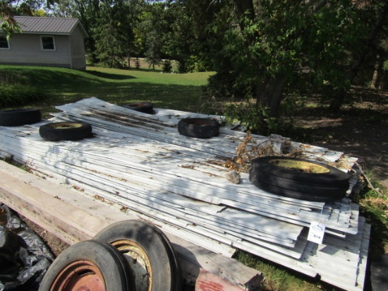 914. APPROX. 70 PIECES OF 36 INCH WIDE BY 9 TO 15 FT. IN LENGTH USED BUILDI