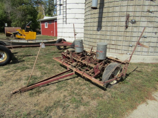 367. McCORMICK MODEL 250 TWO ROW TRACTOR CORN PLANTER, SHEDDED, NEEDS TIRE