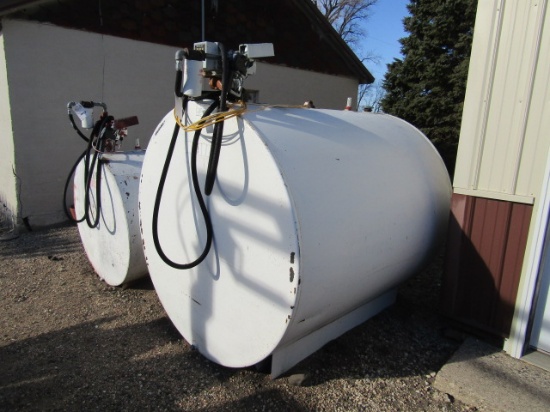 891. 1000 GALLON FUEL BARREL WITH TUTHILL ELECTRIC METER PUMP