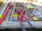 1003. BOLT CUTTER, (2) RIGID PIPE WRENCHES, OLD WRENCHES