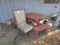1025. PATIO SET WITH TABLE AND OLDER REDWOOD PATIO SET