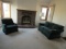 1038. GREEN OCCASSIONAL CHAIR AND LOVE SEAT