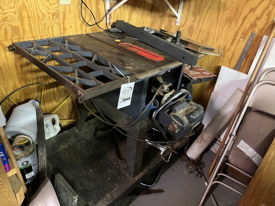 949. 10 INCH CRAFTSMAN TABLE SAW, FENCE, ON ROLLER STAND