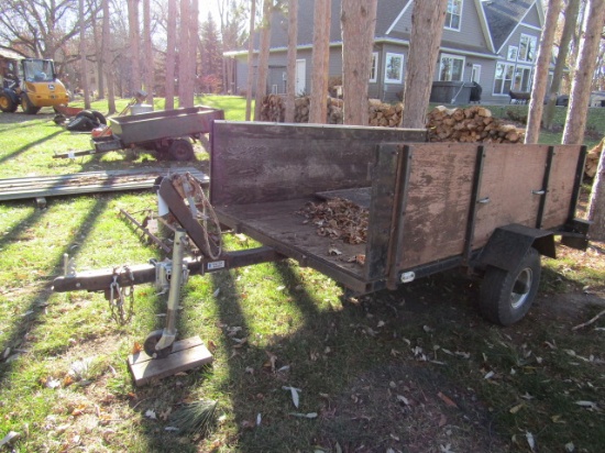 975. 2 WHEEL UTILITY TRAILER WITH WOODEN SIDES, 57 INCH X 8FT. YOUR BID PLU